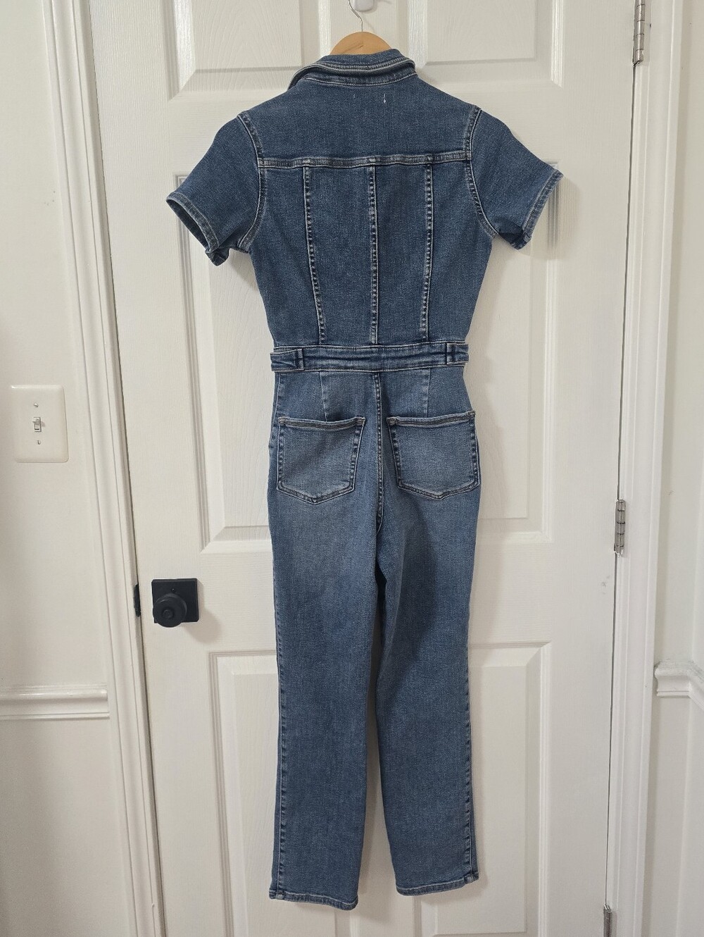 Good American Fit For Success Short Sleeve Denim Jumpsuit Size S - Picture 6 of 6